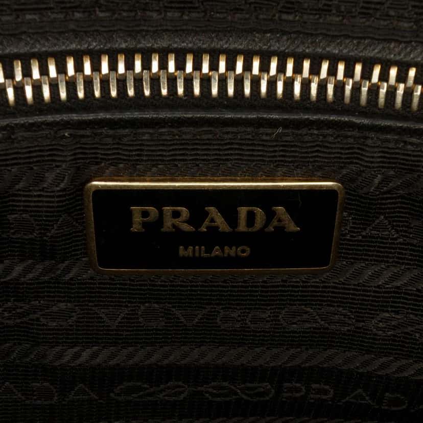 Prada Impuntu Tessuto Chain Flap Shoulder Bag Black Very good condition - Box View