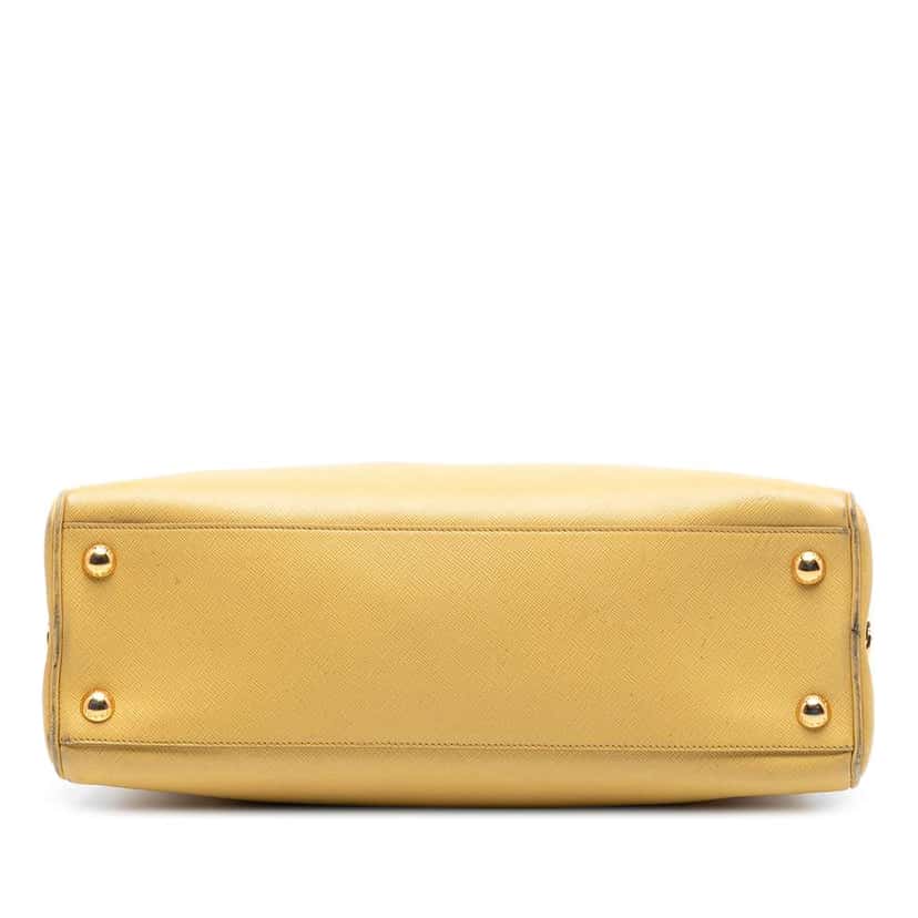 Prada Saffiano Lux Pyramid Frame Satchel Yellow Leather Good condition - Inside View