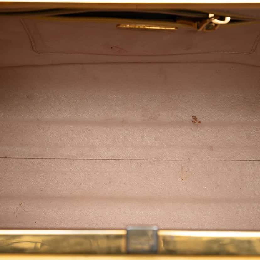 Prada Saffiano Lux Pyramid Frame Satchel Yellow Leather Good condition - Model View