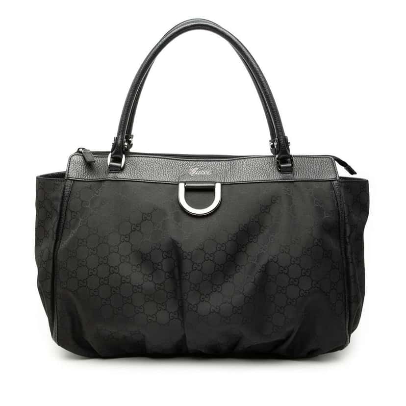 Gucci Large GG Nylon Abbey D Ring Tote Black Very good condition - Front View