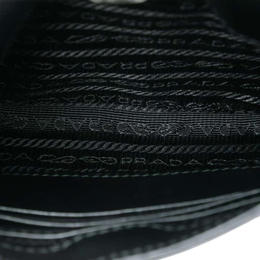 Prada Mini Spazzolato Cleo Flap Black Leather Very good condition - Model View