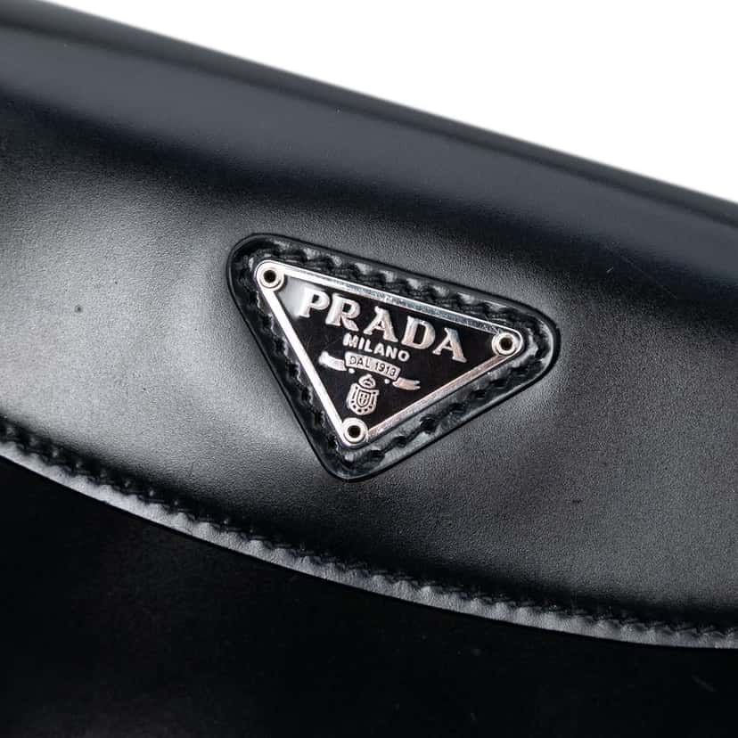 Prada Mini Spazzolato Cleo Flap Black Leather Very good condition - Box View