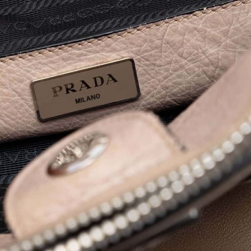 Prada Glace Calf Twin Pocket Double Handle Satchel Brown Leather Very good condition - Box View