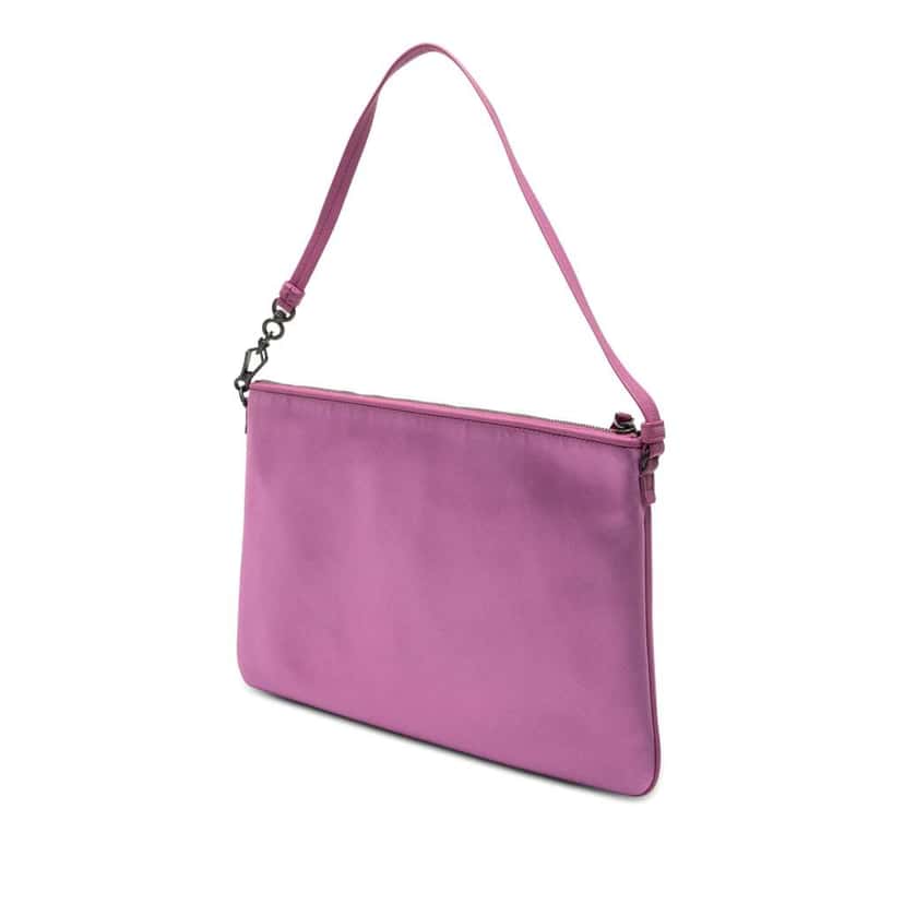 Bottega Veneta Satin Embroidered Butterflies Shoulder Bag Purple Satin Very good condition - Back View