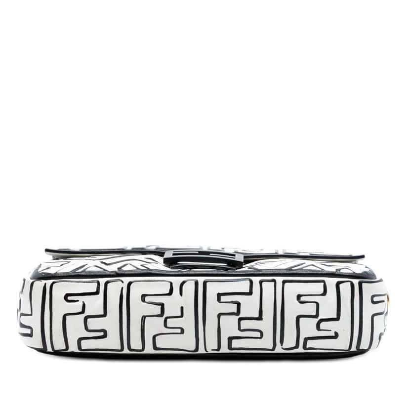 Fendi Joshua Vides California Sky Medium Embossed Leather Baguette Satchel White Leather Very good condition - Inside View