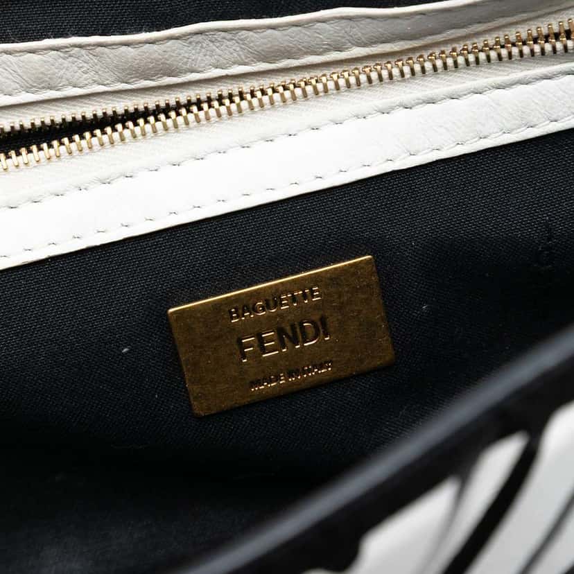 Fendi Joshua Vides California Sky Medium Embossed Leather Baguette Satchel White Leather Very good condition - Box View