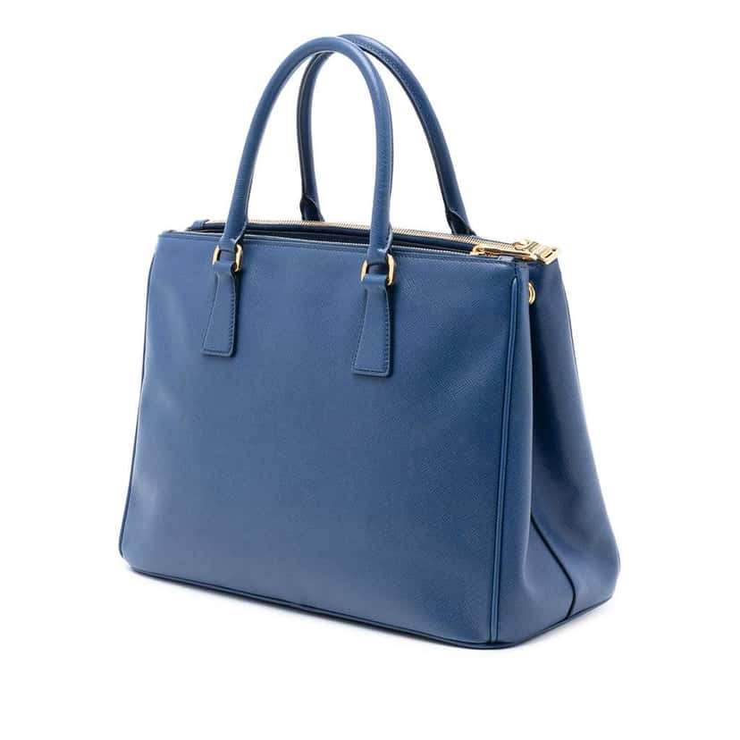 Prada Medium Saffiano Lux Galleria Double Zip Satchel Blue Leather Very good condition - Back View
