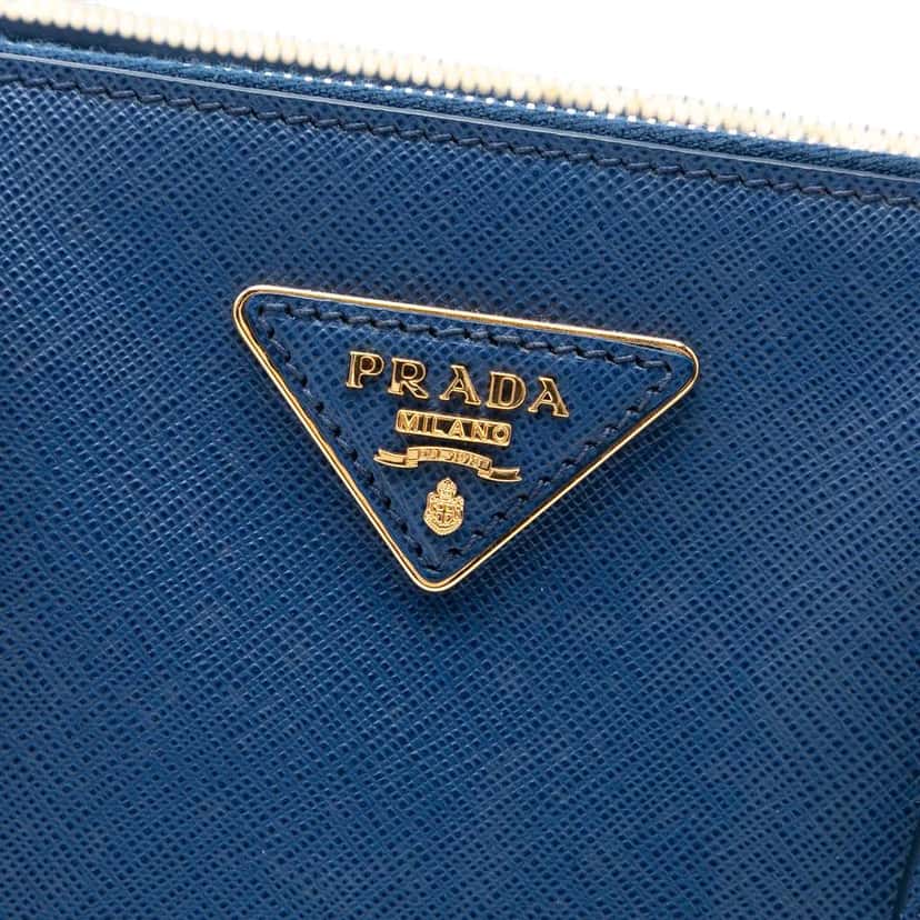 Prada Medium Saffiano Lux Galleria Double Zip Satchel Blue Leather Very good condition - Box View