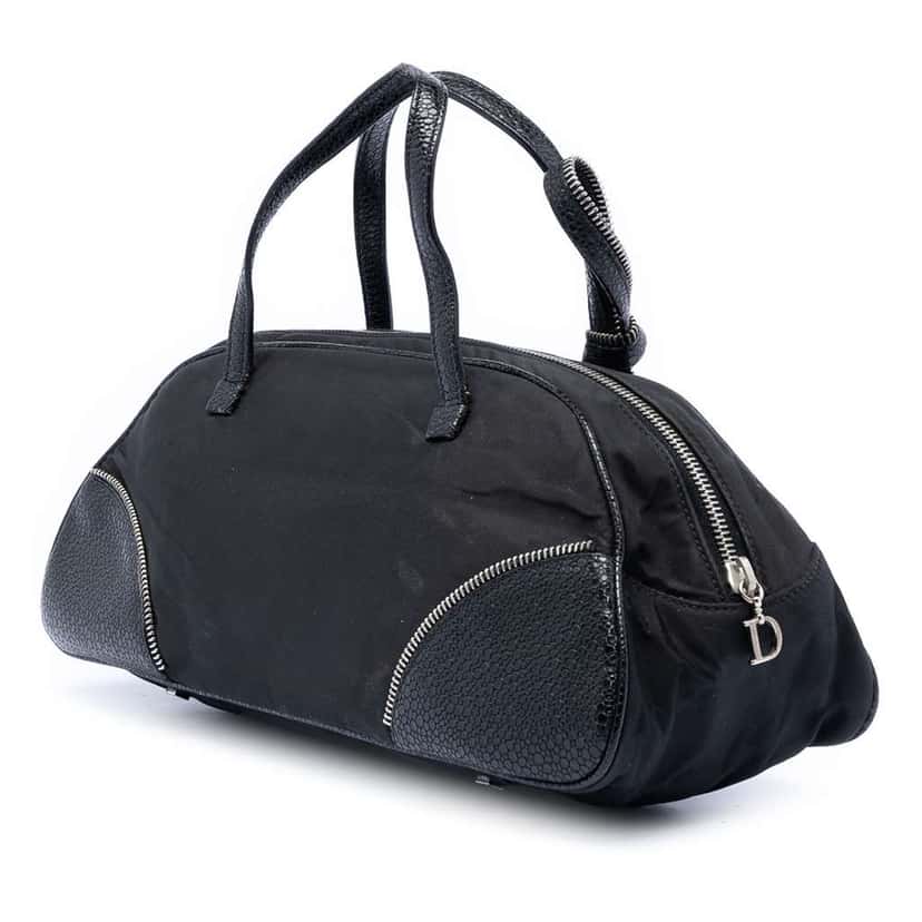 Dior Nylon and Calfskin Bow Handbag Black Very good condition - Back View