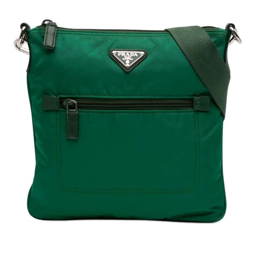 Prada Tessuto Zip Top Crossbody Green Very good condition - Front View
