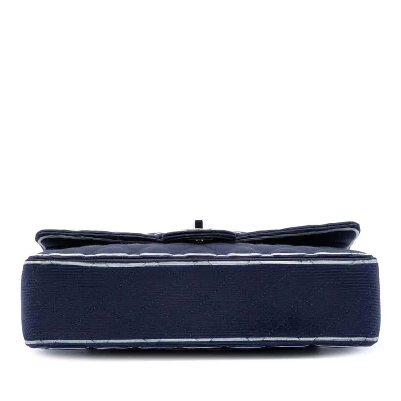 Chanel Medium Classic Printed Grosgrain Double Flap Blue Very good condition - Inside View