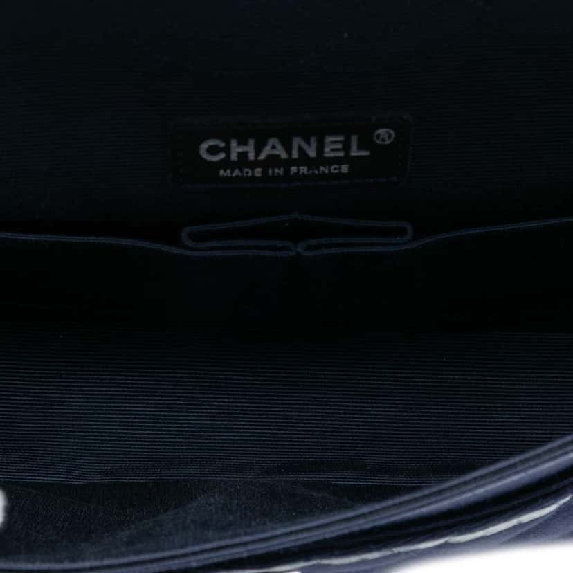 Chanel Medium Classic Printed Grosgrain Double Flap Blue Very good condition - Model View