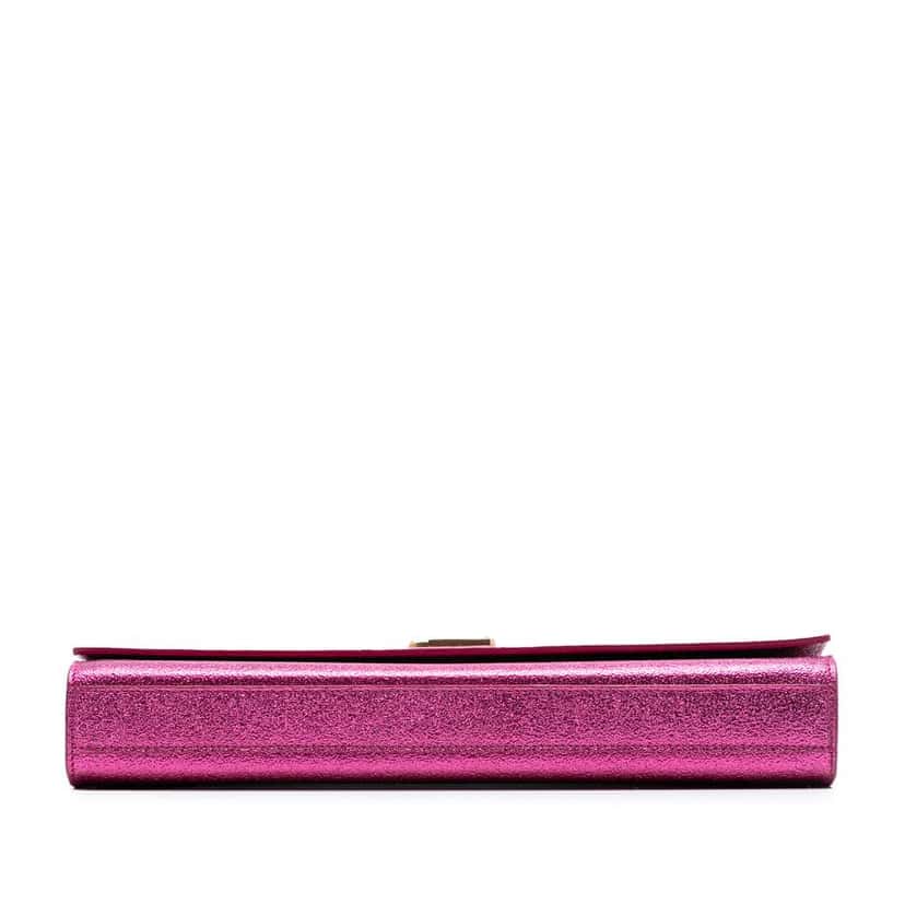 Saint Laurent Metallic Calfskin Monogram Kate Clutch Pink Leather Very good condition - Inside View