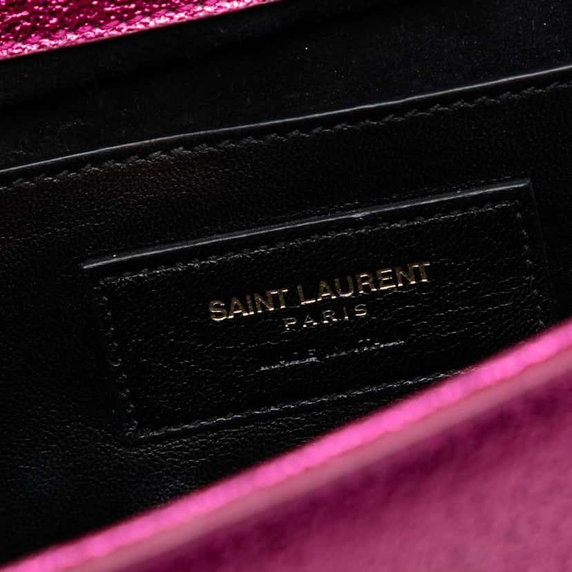 Saint Laurent Metallic Calfskin Monogram Kate Clutch Pink Leather Very good condition - Box View