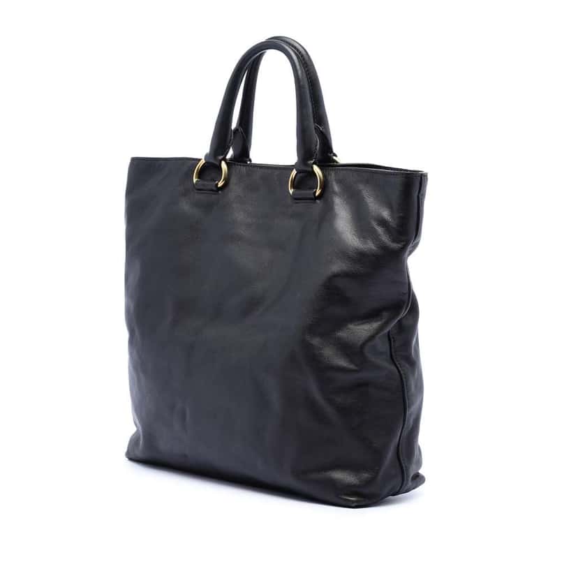 Prada Soft Calf Open Convertible Tote Black Leather Good condition - Back View