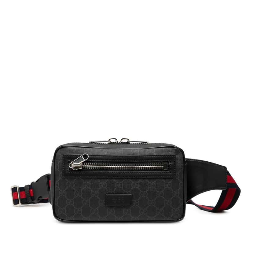 Gucci Small GG Supreme Web Belt Bag Black Canvas Very good condition - Front View