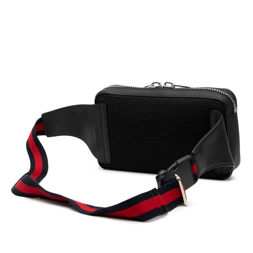 Gucci Small GG Supreme Web Belt Bag Black Canvas Very good condition - Back View