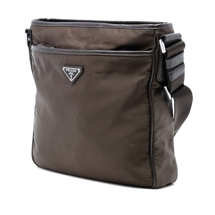 Prada Tessuto Zip Top Crossbody Brown Very good condition - Back View