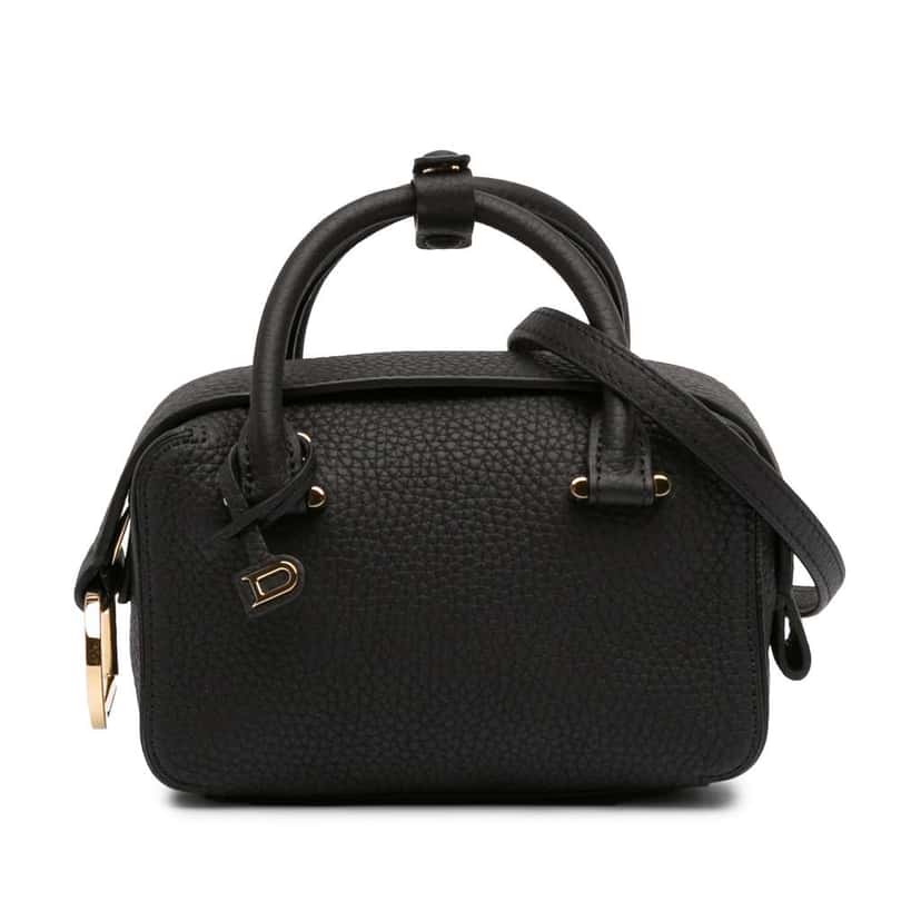 Delvaux Nano Taurillon Soft Leather Cool Box Satchel Black Leather Very good condition - Front View