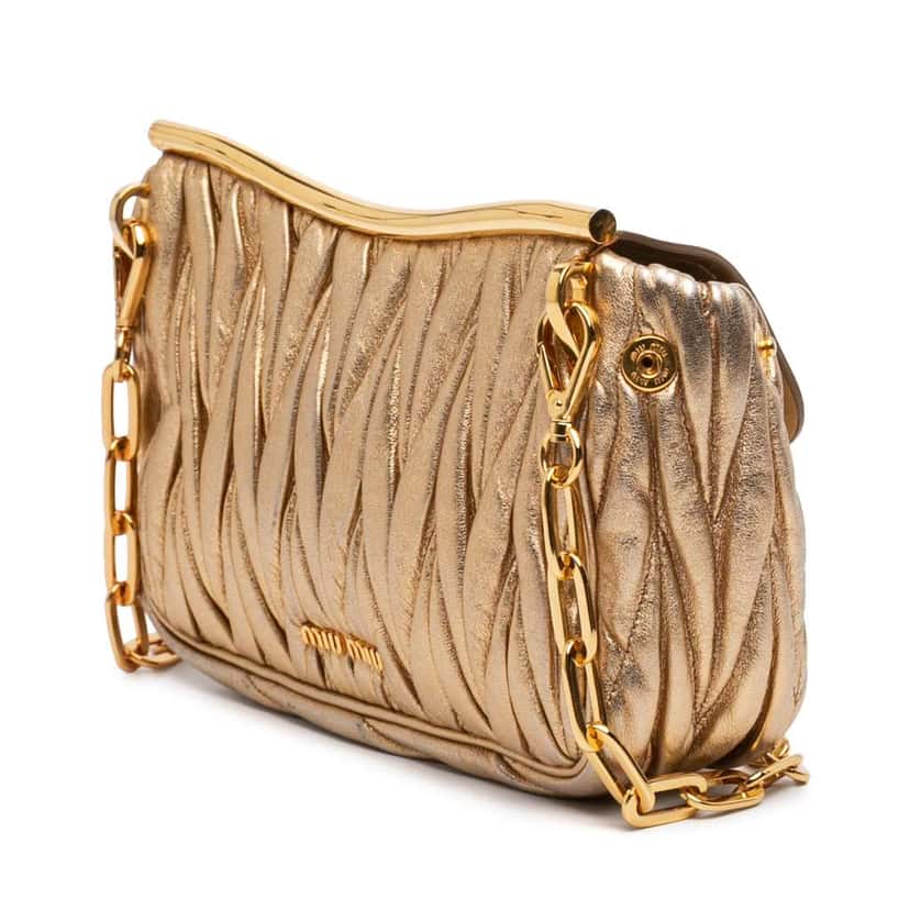 Miu Miu Metallic Matelasse Nappa Flap Crossbody Gold Leather Very good condition - Back View