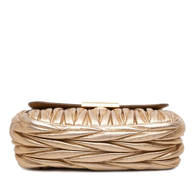 Miu Miu Metallic Matelasse Nappa Flap Crossbody Gold Leather Very good condition - Inside View