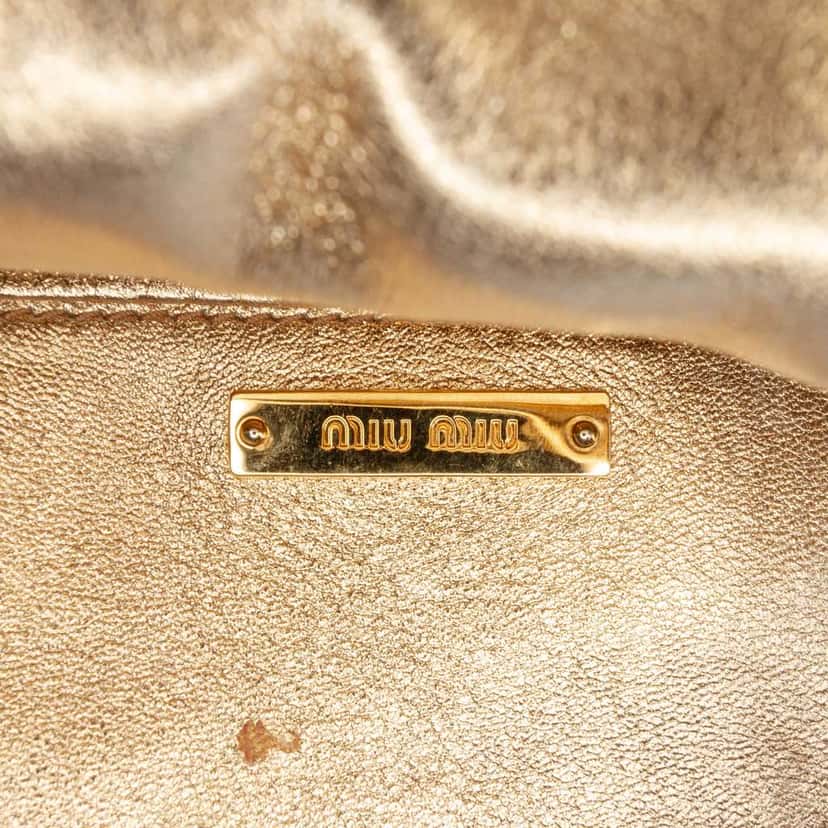 Miu Miu Metallic Matelasse Nappa Flap Crossbody Gold Leather Very good condition - Box View