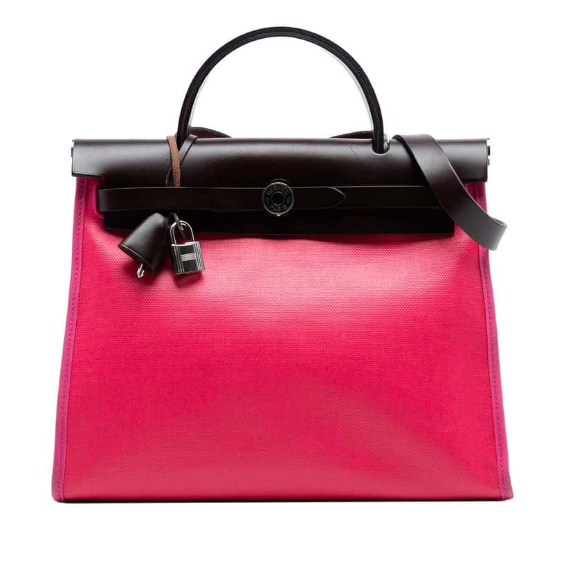 Hermès Toile H Berline Herbag Zip 31 Pink Canvas Very good condition - Front View