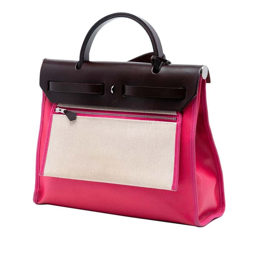 Hermès Toile H Berline Herbag Zip 31 Pink Canvas Very good condition - Back View