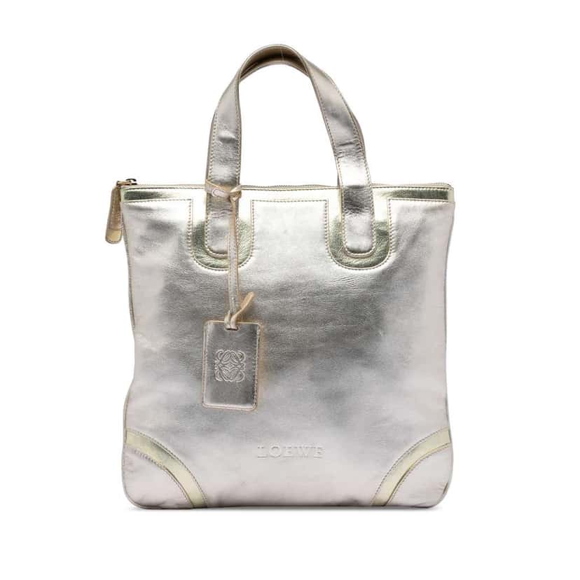 Loewe Metallic Leather Tote Silver Leather Very good condition - Front View