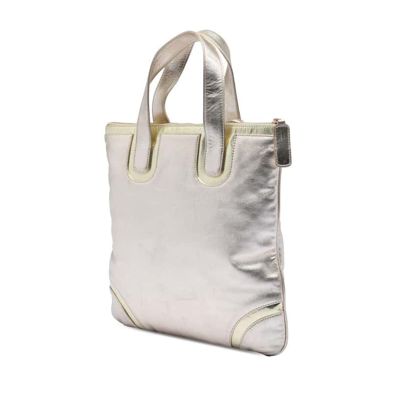 Loewe Metallic Leather Tote Silver Leather Very good condition - Back View
