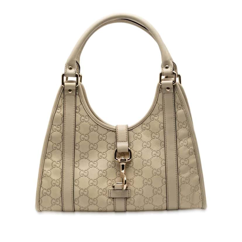 Gucci Guccissima Jackie Joy Bardot Shoulder Bag White Leather Very good condition - Front View