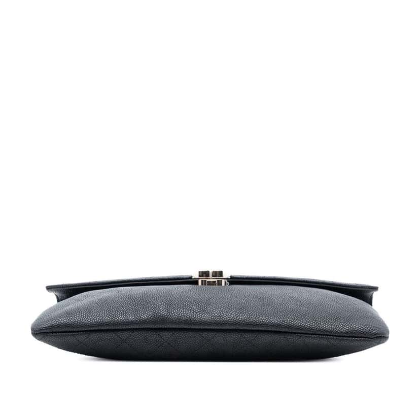 Chanel Paris Cuba Quilted Caviar Thread Around Envelope Clutch Black Leather Very good condition - Inside View