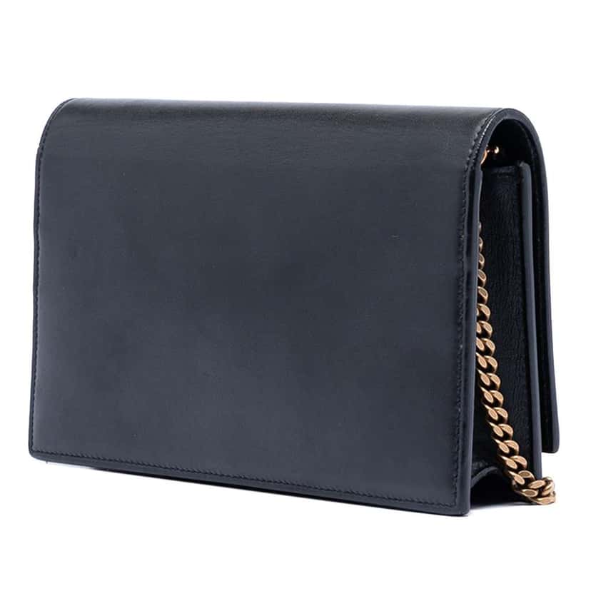 Saint Laurent Leather Enameled Monogram Kate Tassel Wallet on Chain Black Leather Very good condition - Back View