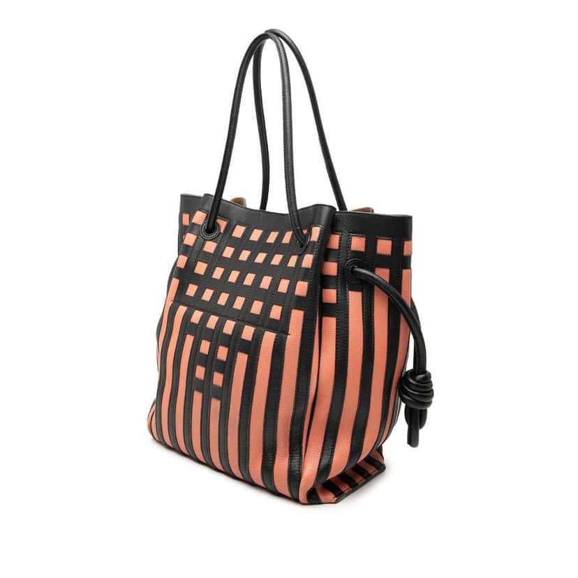 Loewe Leather Grid Flamenco Knot Tote Pink Leather Very good condition - Back View