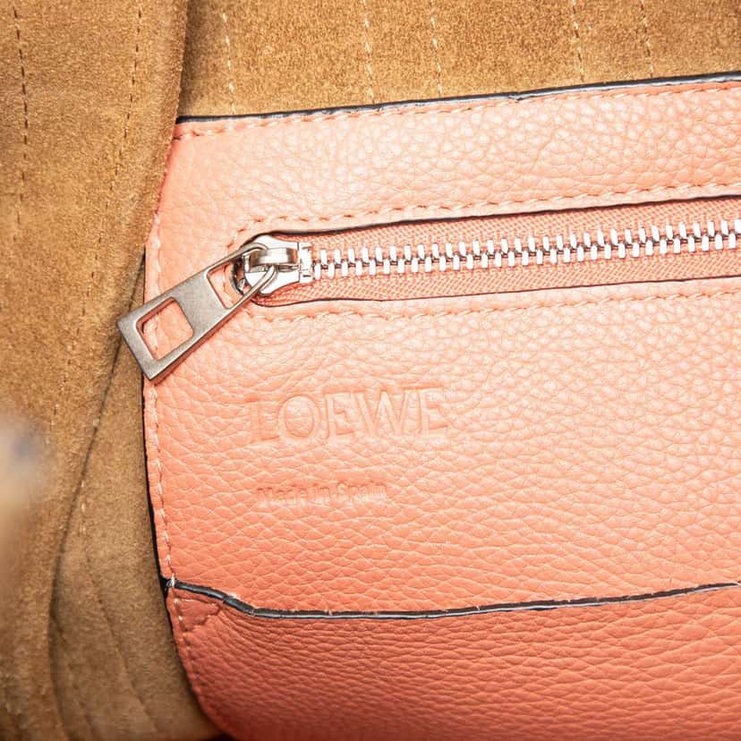 Loewe Leather Grid Flamenco Knot Tote Pink Leather Very good condition - Box View