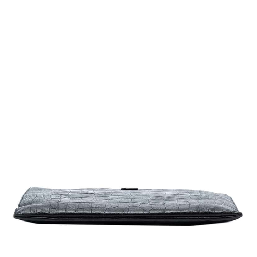 Saint Laurent Croc Embossed Leather Monogram Document Holder Black Leather Very good condition - Inside View