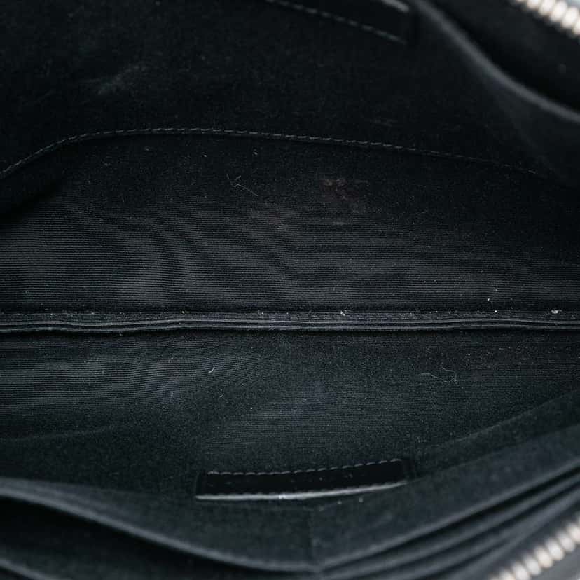 Saint Laurent Croc Embossed Leather Monogram Document Holder Black Leather Very good condition - Model View