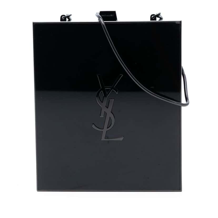 Saint Laurent Acrylic Tuxedo Box Clutch on Chain Black Very good condition - Front View