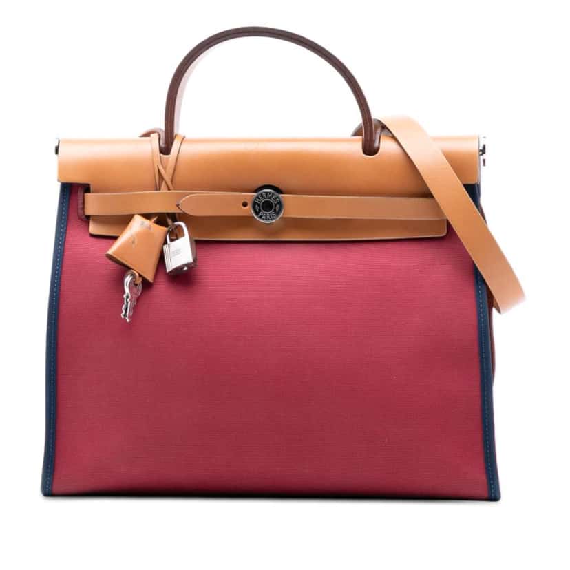 Hermès Toile Herbag Zip 31 Satchel Red Canvas Good condition - Front View