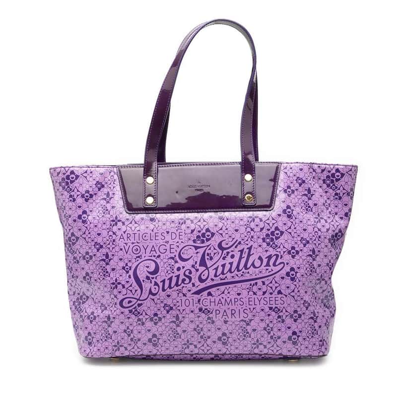 Louis Vuitton Takashi Murakami Coated Canvas Cosmic Blossom Tote PM Purple Canvas Very good condition - Front View