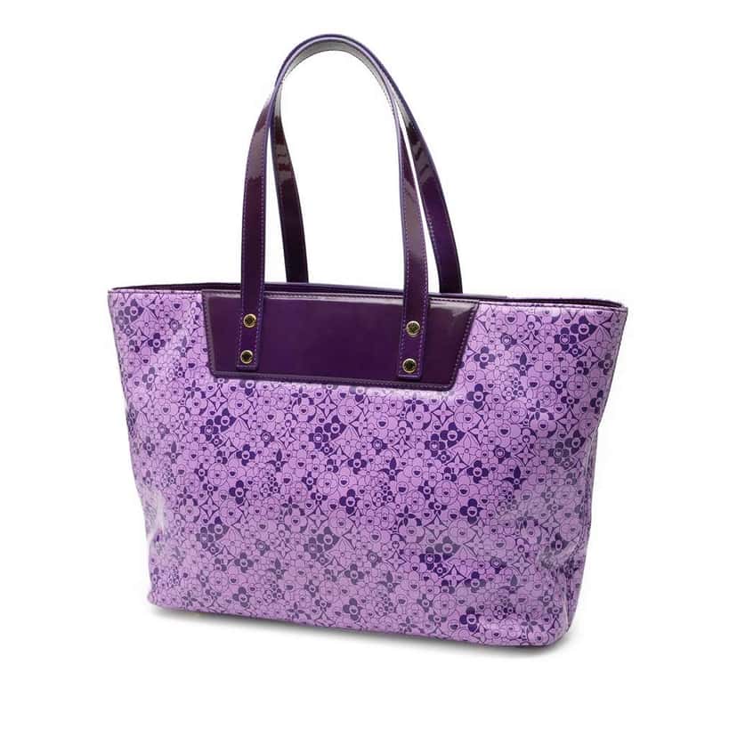 Louis Vuitton Takashi Murakami Coated Canvas Cosmic Blossom Tote PM Purple Canvas Very good condition - Back View
