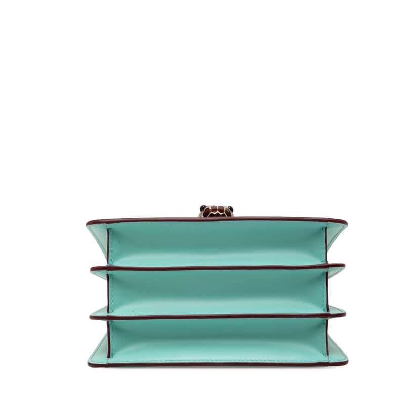 Bvlgari Small Calfskin Serpenti Forever Top Handle Bag Blue Leather Good condition - Inside View