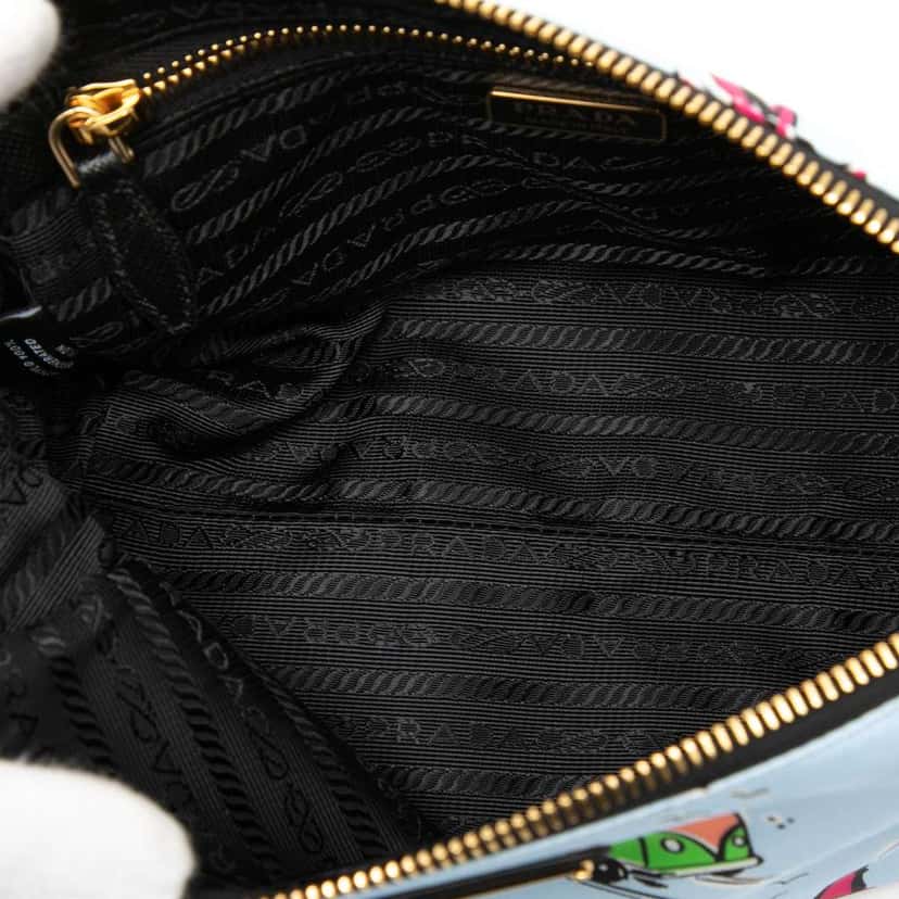 Prada Tessuto Stampato Surf Cosmetic Pouch Blue Very good condition - Model View