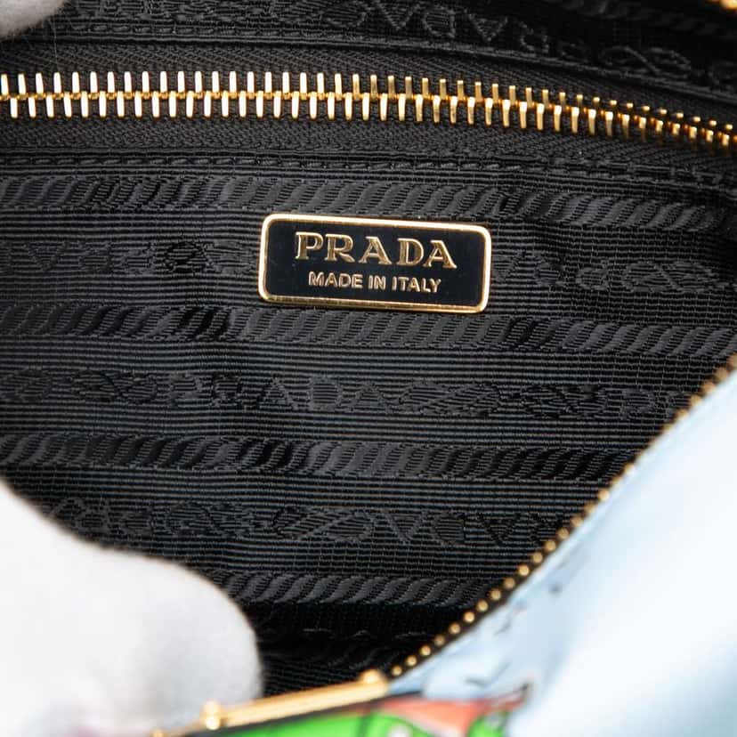 Prada Tessuto Stampato Surf Cosmetic Pouch Blue Very good condition - Box View