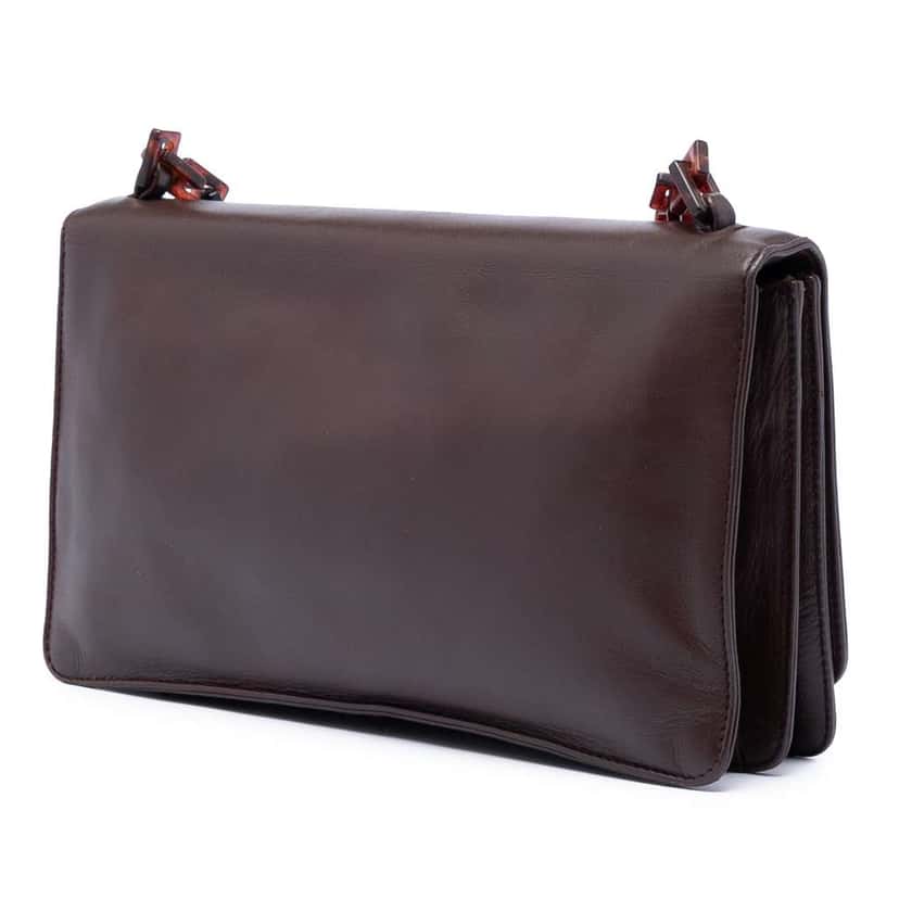 Prada Vitello City Resin Chain Crossbody Brown Leather Very good condition - Back View