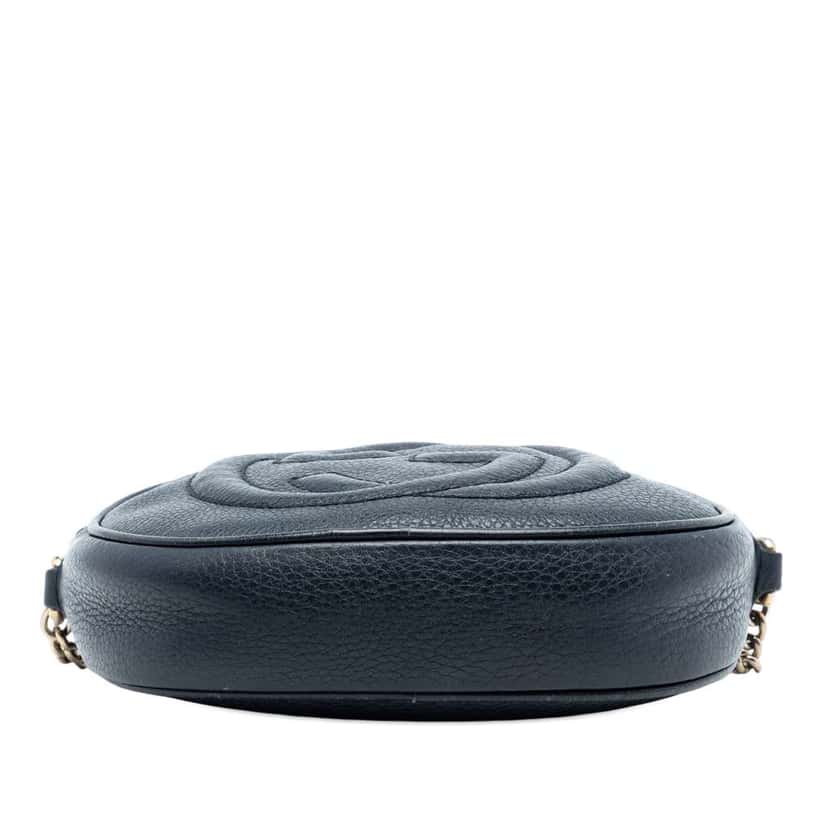 Gucci Mini Pebbled Calfskin Soho Chain Crossbody Blue Leather Very good condition - Inside View