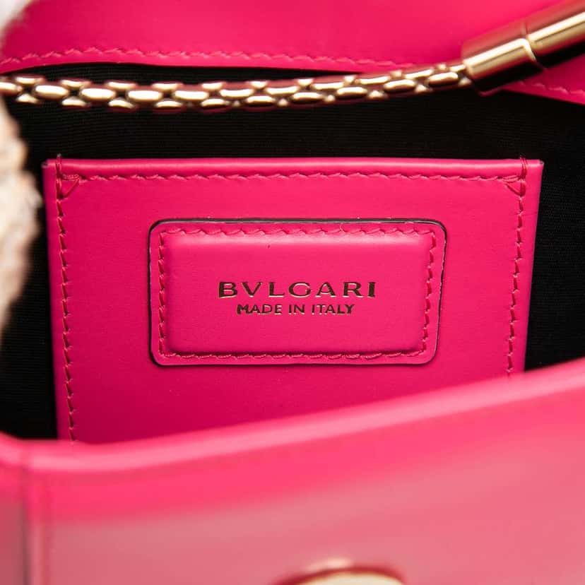 Bvlgari Small Leather Square Serpenti Forever Chain Crossbody Pink Leather Very good condition - Box View