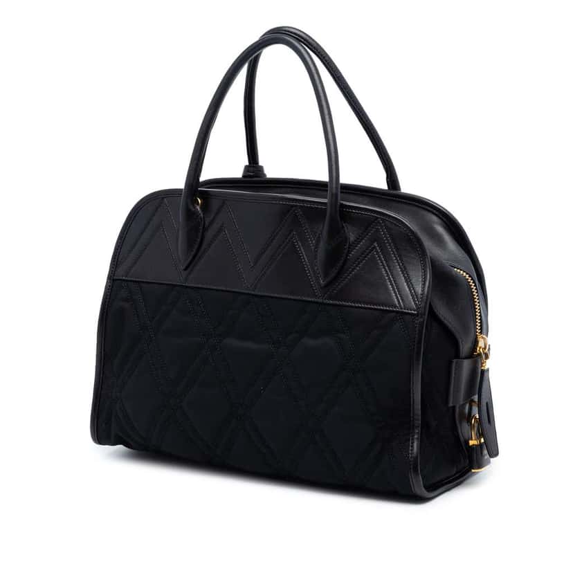 Prada Tessuto Impunturato Bauletto Satchel Black Very good condition - Back View