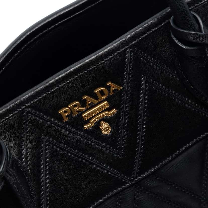 Prada Tessuto Impunturato Bauletto Satchel Black Very good condition - Box View