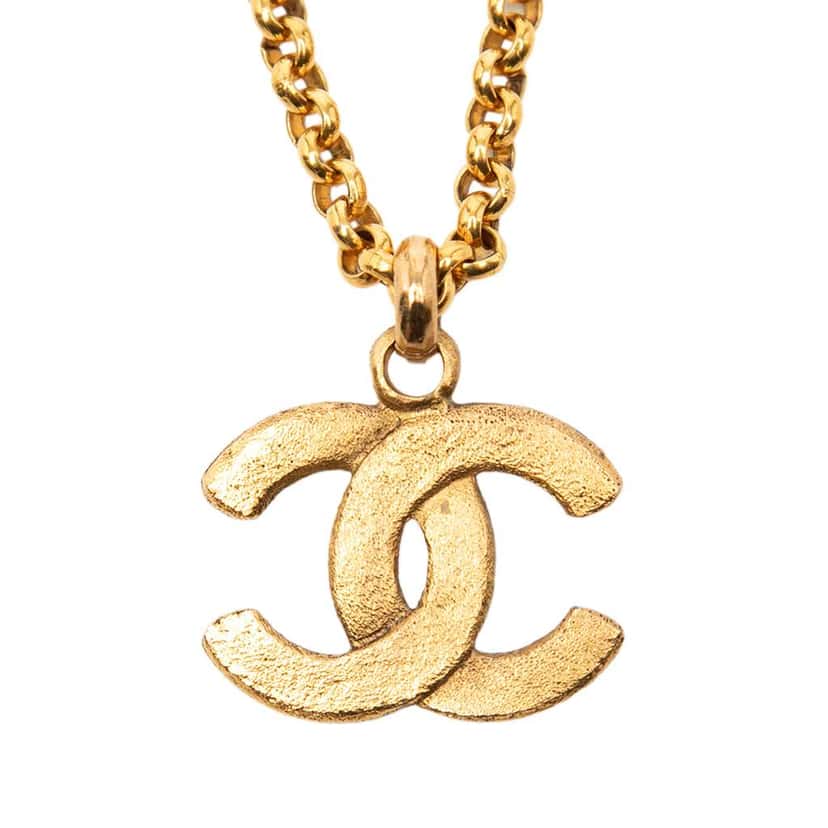 Chanel Gold Plated CC Pendant Necklace Gold Metal Very good condition - Back View
